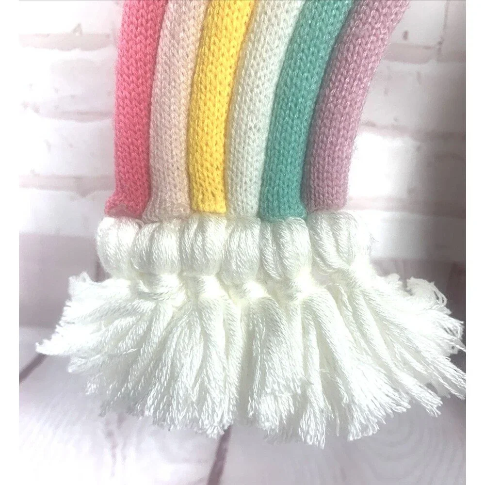 Rainbow Wall Hanging Home Decor Nursery Decor Pastel Tassel Knit